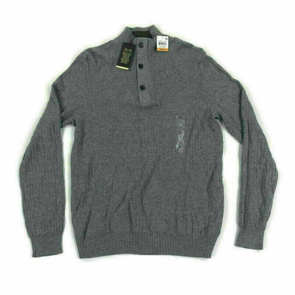 Tasso Elba Mens Sweater Pullover 1/4 Zip Buttons